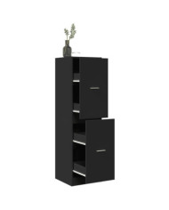 Armoire d'apothicaire noir 40x41x144,5 cm bois d'ingénierie | Mobilier & Déco