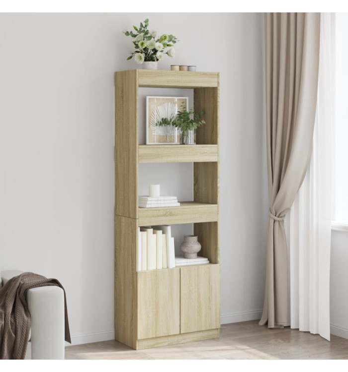 Buffet haut 63x33x180 cm chêne sonoma bois d'ingénierie | Mobilier & Déco