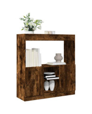 Buffet haut chêne fumé 92x33x100 cm bois d'ingénierie | Mobilier & Déco