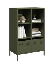 Buffet haut vert olive 68x39x103,5 cm acier | Mobilier & Déco