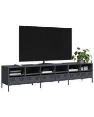 Meuble TV anthracite 202x39x43,5 cm acier laminé à froid | Mobilier & Déco