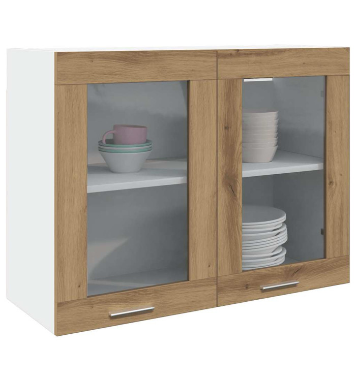 Armoire en verre suspendue "Lyon" chêne artisanal | Mobilier & Déco