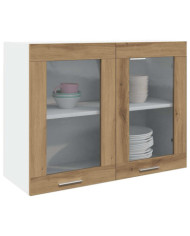 Armoire en verre suspendue "Lyon" chêne artisanal | Mobilier & Déco