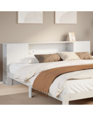 Tête de lit avec rangement blanc 200 cm bois massif de pin | Mobilier & Déco