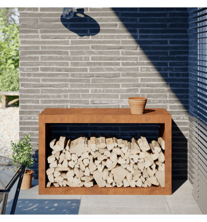 Étagère à bois 100x40x60 cm acier résistant aux intempéries | Mobilier & Déco