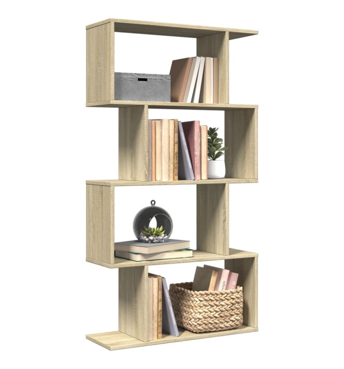 Étagère séparatrice de pièce 4 niveaux chêne sonoma 70x24x129cm | Mobilier & Déco