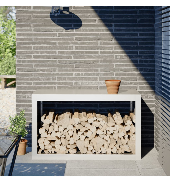 Portant de bois de chauffage blanc 100x40x60 cm acier | Mobilier & Déco