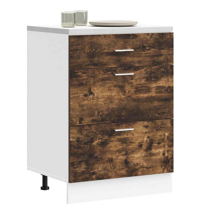Armoire de cuisine "Lyon" chêne fumé bois d'ingénierie | Mobilier & Déco