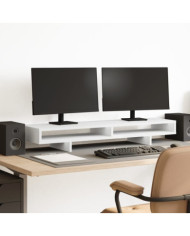 Support de moniteur blanc 100x27x15 cm bois d'ingénierie | Mobilier & Déco