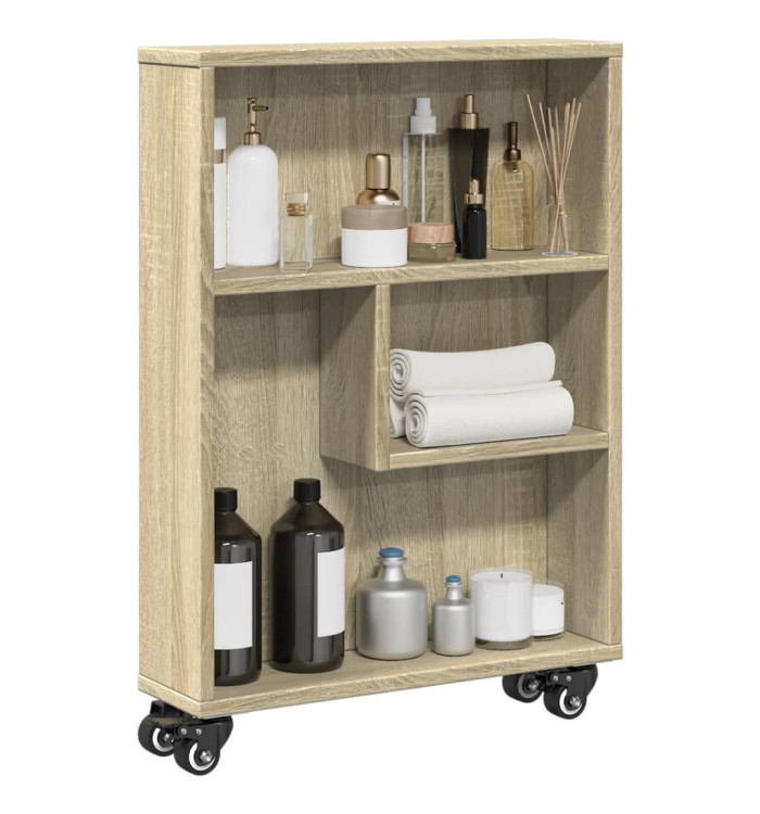Chariot de rangement étroit chêne sonoma bois d'ingénierie | Mobilier & Déco
