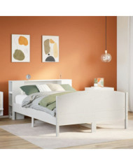 Lit bibliothèque sans matelas blanc 120x200 cm bois pin massif | Mobilier & Déco