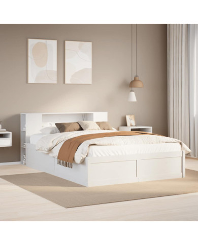 Cadre de lit sans matelas blanc 120x200 cm bois de pin massif | Mobilier & Déco