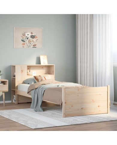 Lit bibliothèque sans matelas 75x190 cm bois de pin massif | Mobilier & Déco