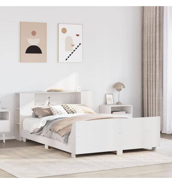 Cadre de lit sans matelas blanc 120x190 cm bois de pin massif | Mobilier & Déco