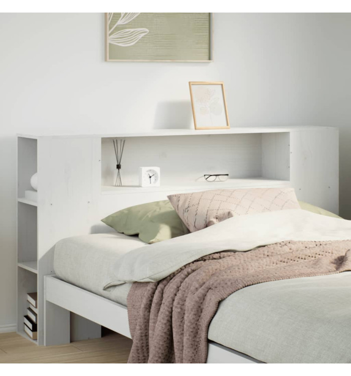 Tête de lit avec rangement blanc 140 cm bois massif de pin | Mobilier & Déco