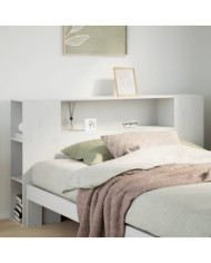 Tête de lit avec rangement blanc 140 cm bois massif de pin | Mobilier & Déco