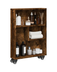 Chariot de rangement étroit chêne fumé bois d'ingénierie | Mobilier & Déco