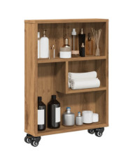 Chariot de rangement étroit chêne artisanal bois d'ingénierie | Mobilier & Déco