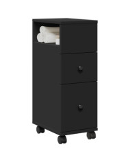 Meuble étroit de salle de bain à roulettes noir | Mobilier & Déco
