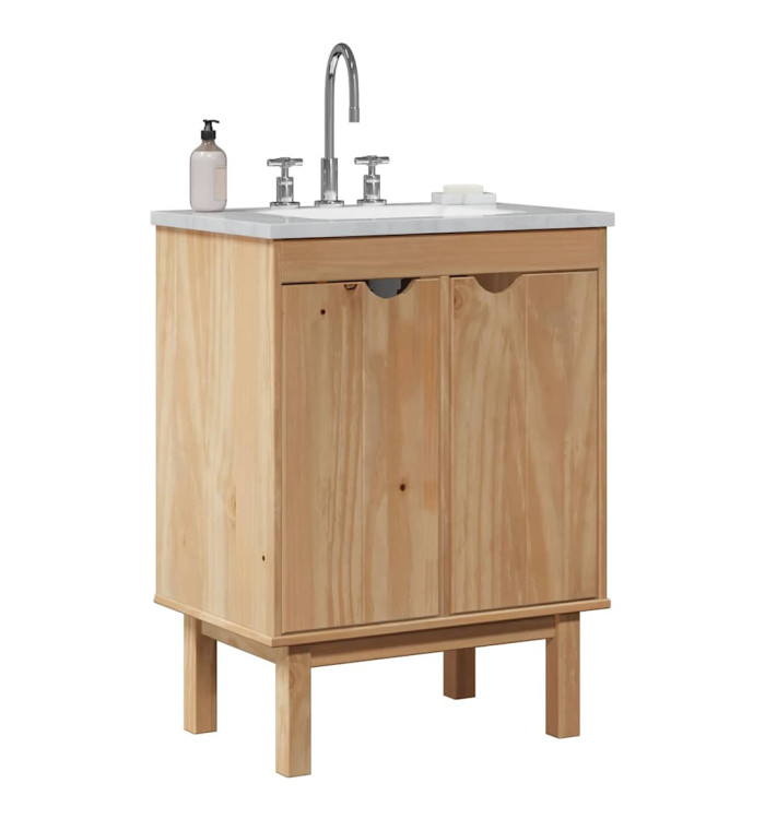 Meuble de lavabo de salle de bain OTTA 59x40x80 cm bois massif | Mobilier & Déco