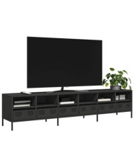 Meuble TV noir 202x39x43,5 cm acier laminé à froid | Mobilier & Déco