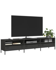 Meuble TV noir 202x39x43,5 cm acier laminé à froid | Mobilier & Déco