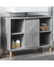 Armoire salle de bain gris béton 80x33x60cm bois d'ingénierie | Mobilier & Déco