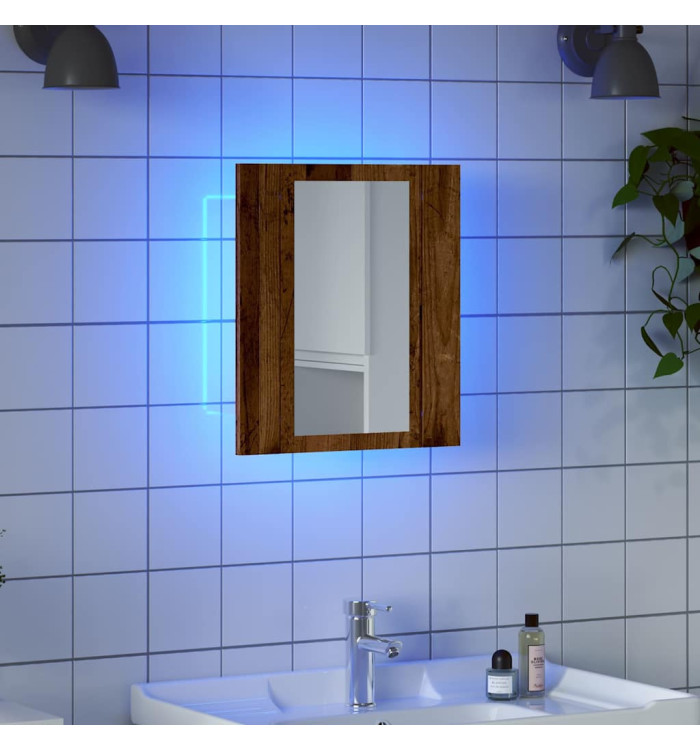 Armoire de salle de bain à miroir LED vieux bois 40x12x45 cm | Mobilier & Déco