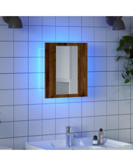 Armoire de salle de bain à miroir LED vieux bois 40x12x45 cm | Mobilier & Déco