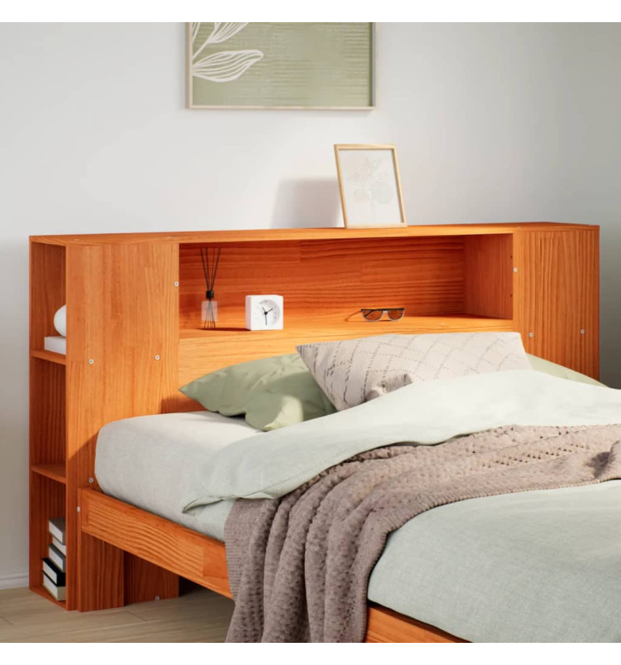 Tête de lit avec rangement cire marron 120cm bois massif de pin | Mobilier & Déco