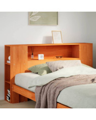 Tête de lit avec rangement cire marron 120cm bois massif de pin | Mobilier & Déco