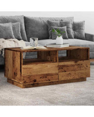 Table basse avec lumières LED vieux bois 90x49x40 cm | Mobilier & Déco