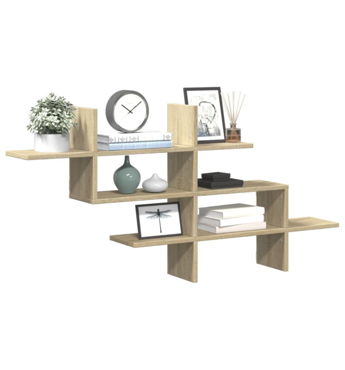 Étagère murale chêne sonoma 124,5x18x60,5 cm bois d'ingénierie | Mobilier & Déco