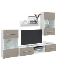 Meubles TV avec lumière LED 5 pcs gris pierre bois d'ingénierie | Mobilier & Déco