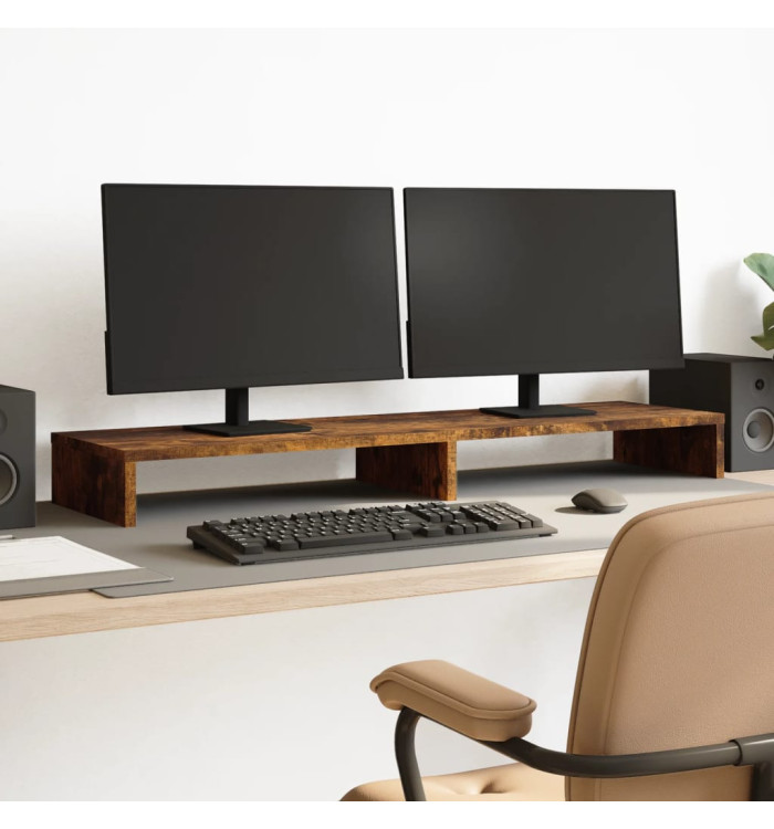 Support de moniteur chêne fumé 100x27x10 cm bois d'ingénierie | Mobilier & Déco