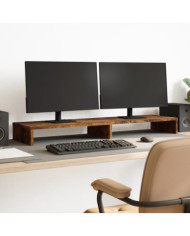 Support de moniteur chêne fumé 100x27x10 cm bois d'ingénierie | Mobilier & Déco