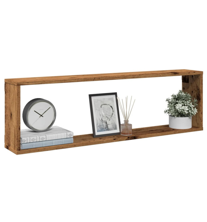 Étagères cube murales 4 pcs vieux bois 100x15x30 cm | Mobilier & Déco