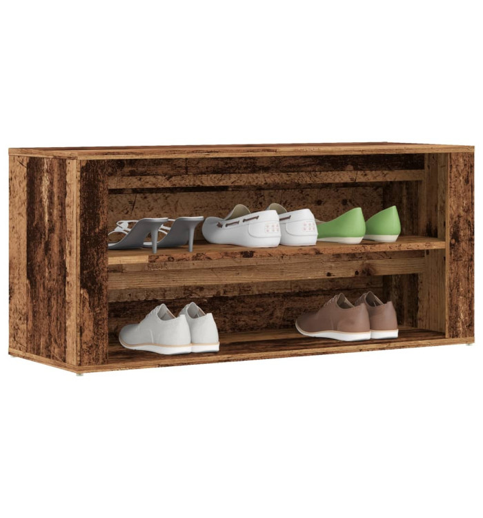 Banc à chaussures vieux bois 100x35x45 cm bois d'ingénierie | Mobilier & Déco