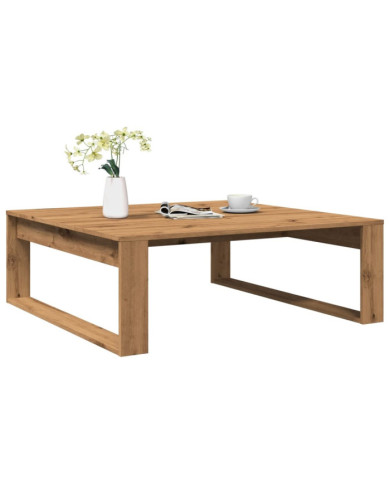 Table basse chêne artisanal 100x100x35 cm bois d'ingénierie | Mobilier & Déco