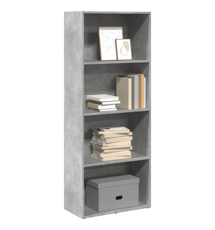 Bibliothèque gris béton 60x30x152 cm bois d'ingénierie | Mobilier & Déco