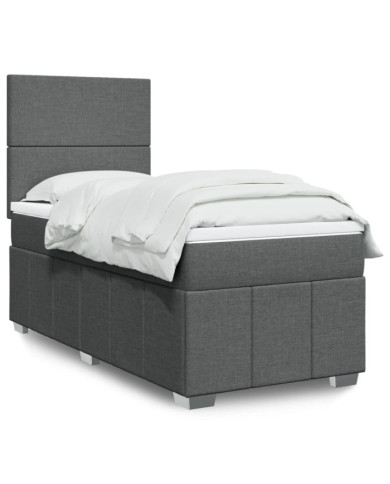 Sommier à lattes de lit et matelas Gris foncé 90x190 cm Tissu | Mobilier & Déco