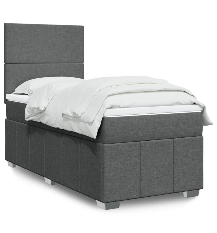 Sommier à lattes de lit et matelas Gris foncé 90x190 cm Tissu | Mobilier & Déco