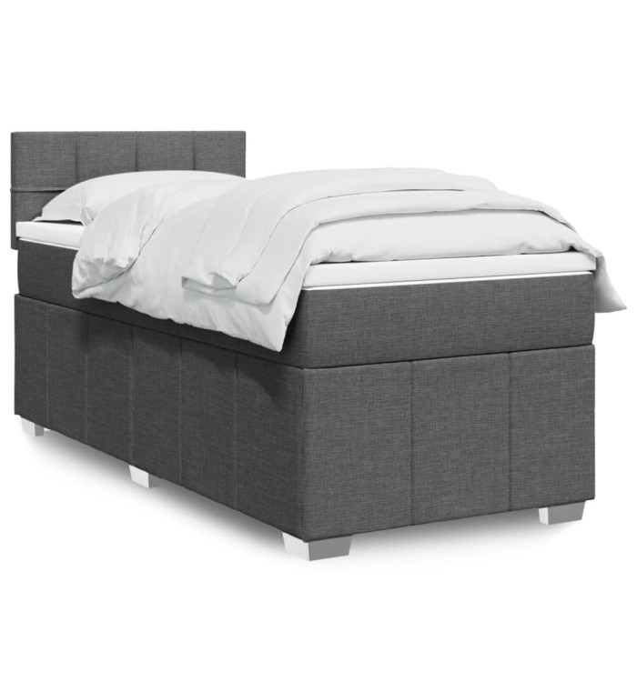 Sommier à lattes de lit et matelas Gris foncé 90x190 cm Tissu | Mobilier & Déco