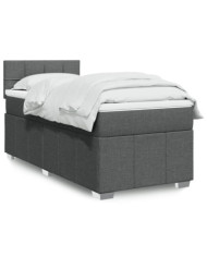 Sommier à lattes de lit et matelas Gris foncé 90x190 cm Tissu | Mobilier & Déco