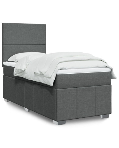 Sommier à lattes de lit et matelas Gris foncé 90x190 cm Tissu | Mobilier & Déco