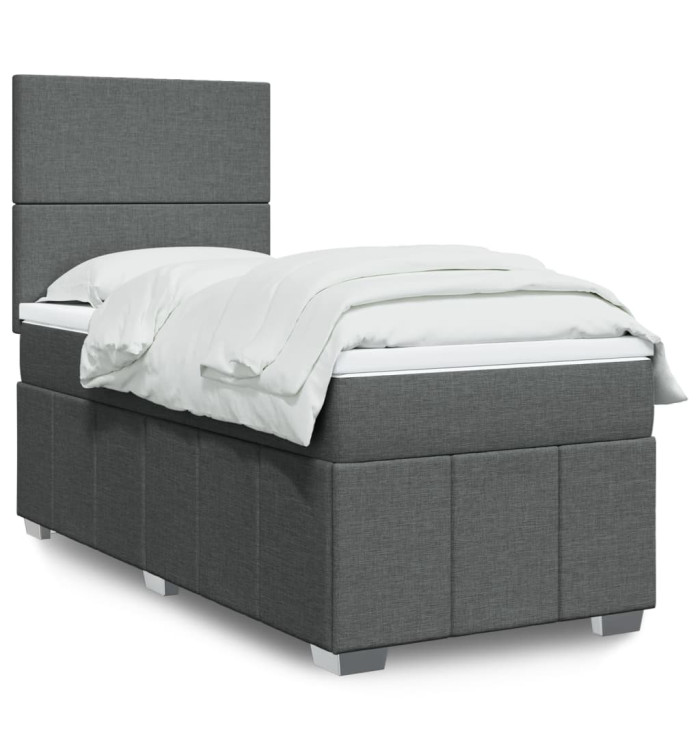 Sommier à lattes de lit et matelas Gris foncé 90x190 cm Tissu | Mobilier & Déco