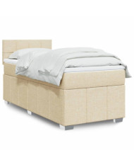 Sommier à lattes de lit avec matelas Crème 90x200 cm Tissu | Mobilier & Déco