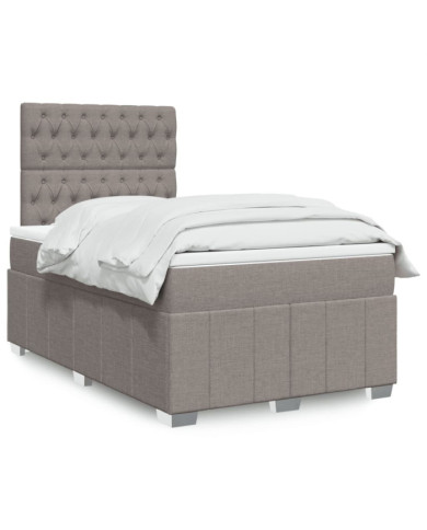 Sommier à lattes de lit avec matelas taupe 120x190 cm tissu | Mobilier & Déco