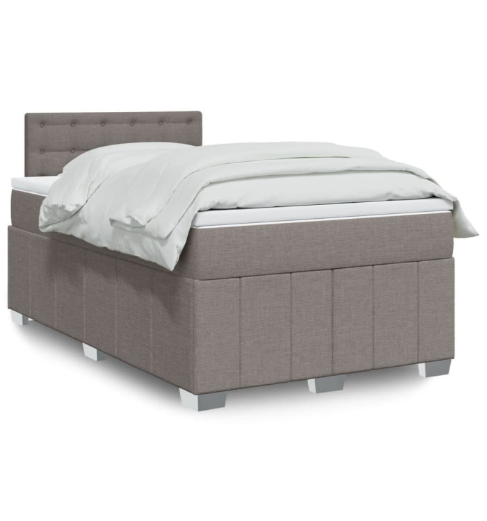 Sommier à lattes de lit avec matelas taupe 120x190 cm tissu | Mobilier & Déco