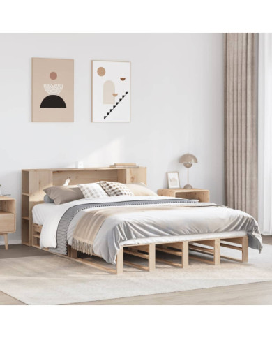 Lit bibliothèque sans matelas 160x200 cm bois massif | Mobilier & Déco